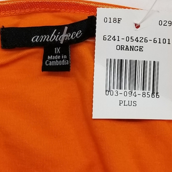 AMBIANCE Stretch Camisole Tank Top Built In Shelf Bra 1X Plus Size Orange NWT - Picture 14 of 15